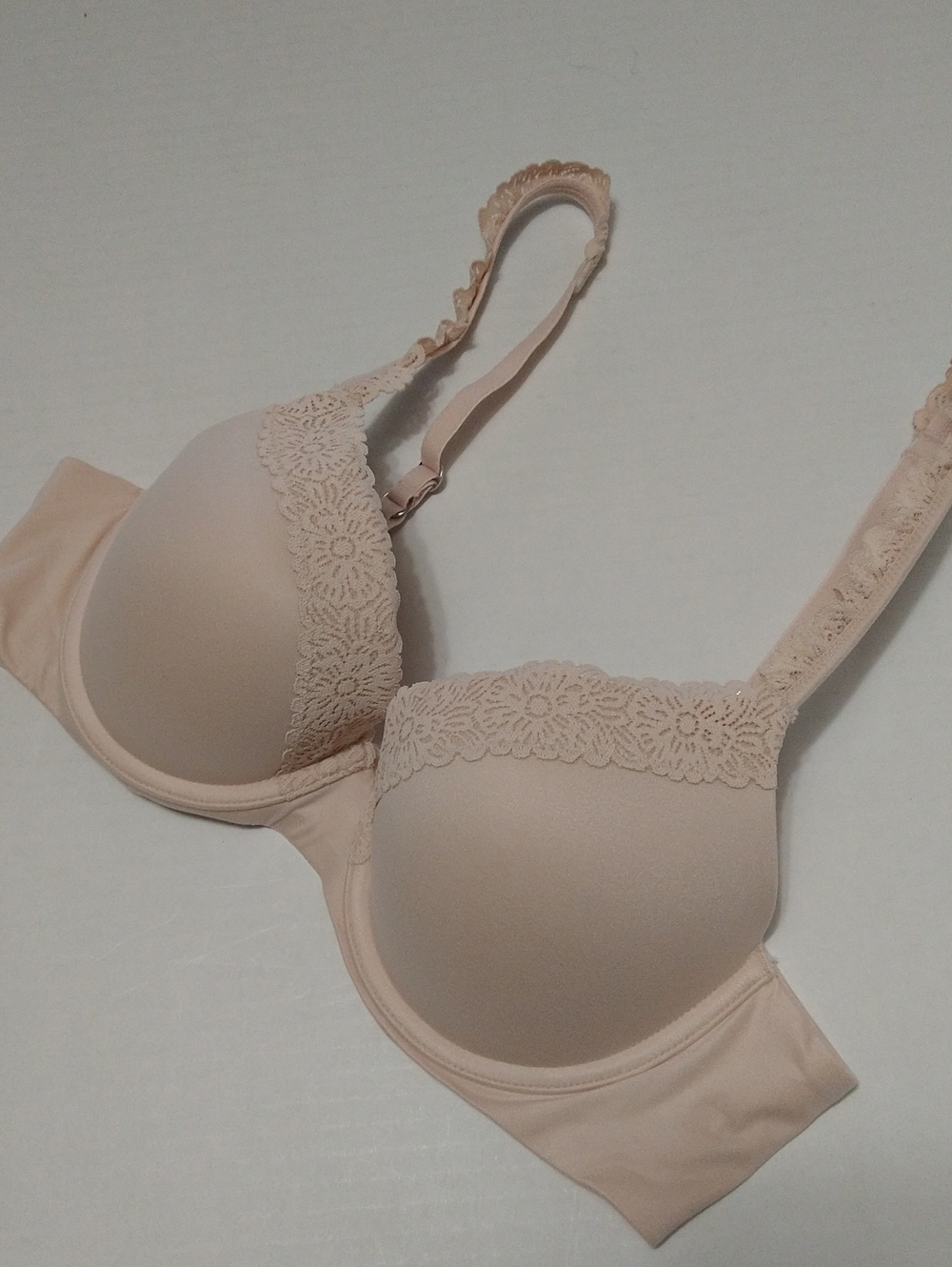 aerie Light Pink Lace-Trim Seamless Underwire Push Up Bra Size 36B